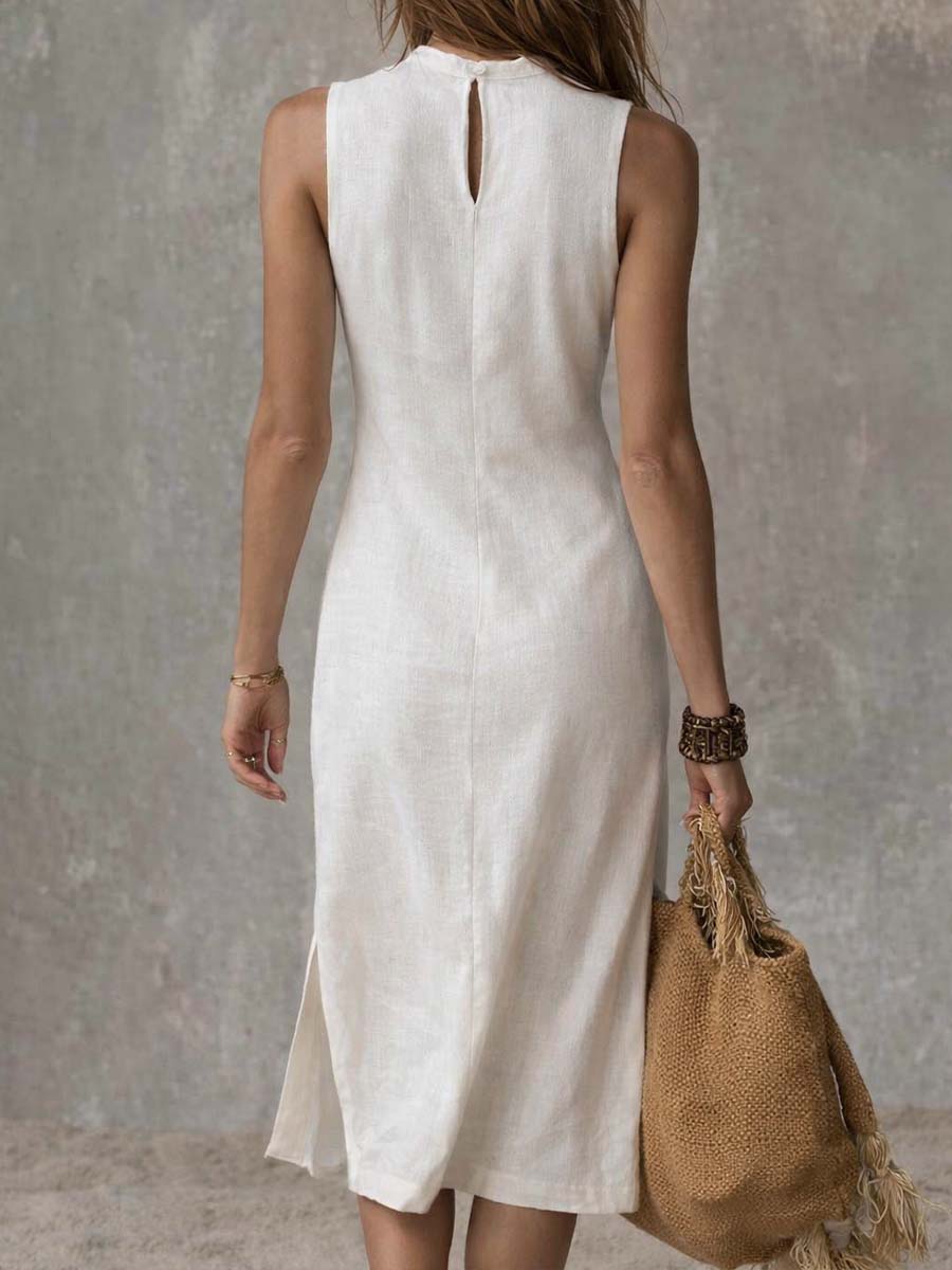 Brivyn | Elegantes Midikleid mit hohem Kragen und seitlichem Schlitz