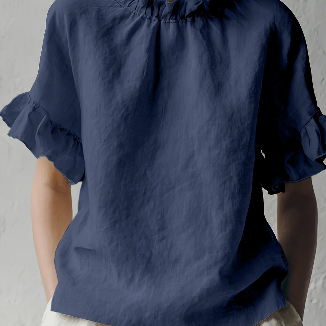 Yuna | Einfarbige Casual-Bluse mit Eleganter Kragen