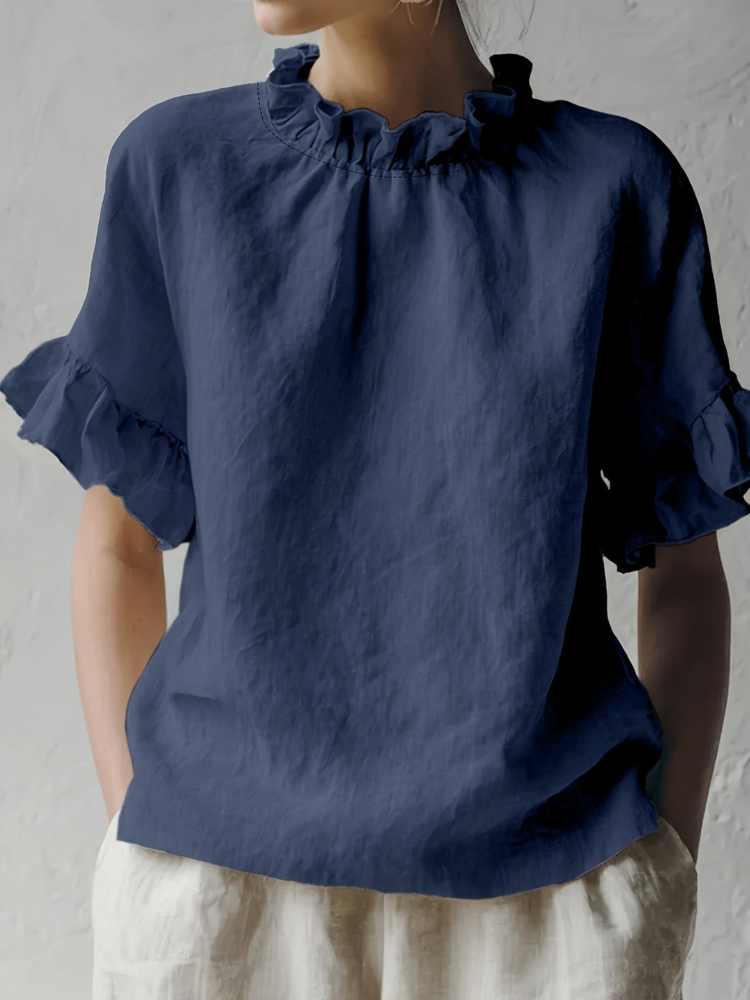 Yuna | Einfarbige Casual-Bluse mit Eleganter Kragen