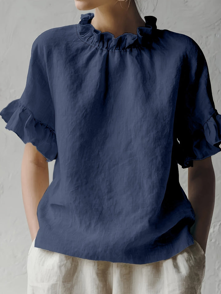 Yuna | Einfarbige Casual-Bluse mit Eleganter Kragen