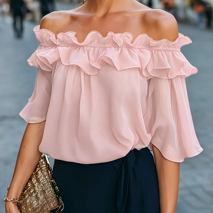 Bruvelle | Elegante Bluse mit schulterfreien Ausschnitten und kurzen Ärmeln