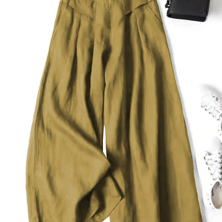 Brisae | Vintage-Stil Leinen-Hosen mit weitem Bein