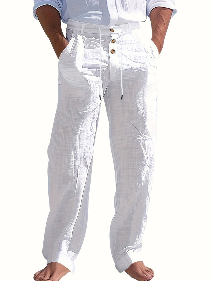 Embric | Herren Leinenhose mit verstellbarem Bund und lockerem Schnitt