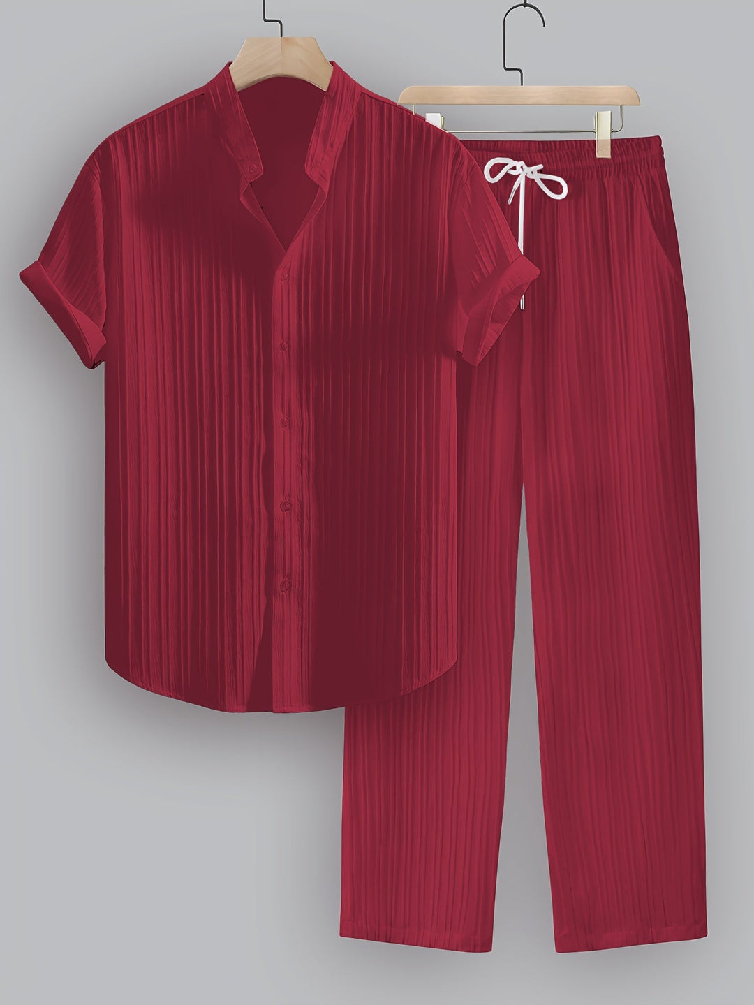Kavaroq | Sommeranzug für Herren mit Mao-Kragenhemd und Hose mit Kordelzug