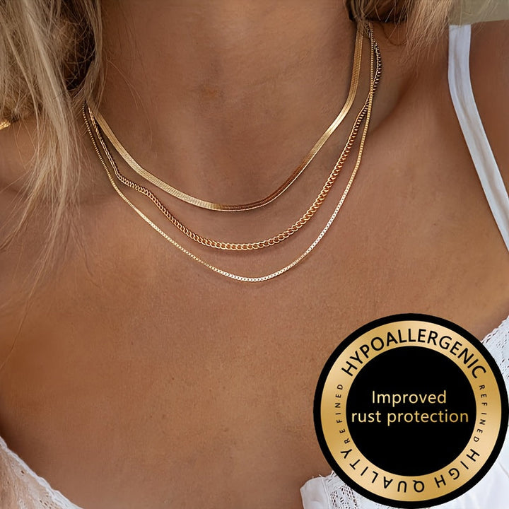 Winsley | Eleganter Dreilagiger Halsreifen mit Gold-Finish