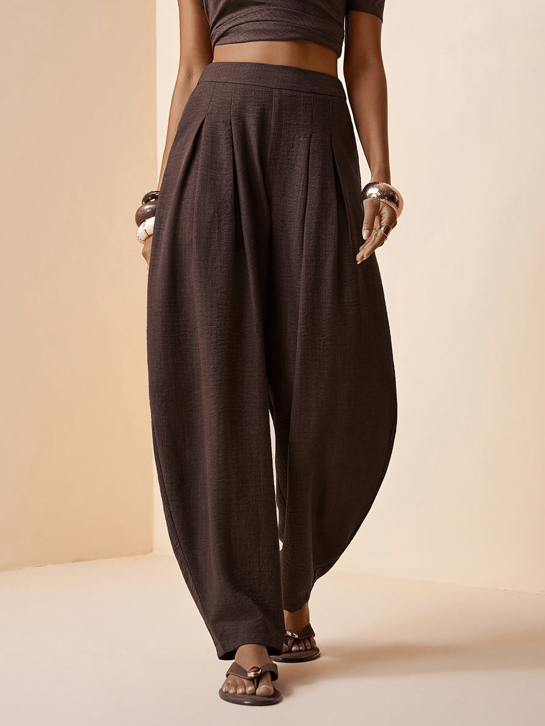 Droveaux | Elegante Gerade Hose mit Elastischem Bund und Falten