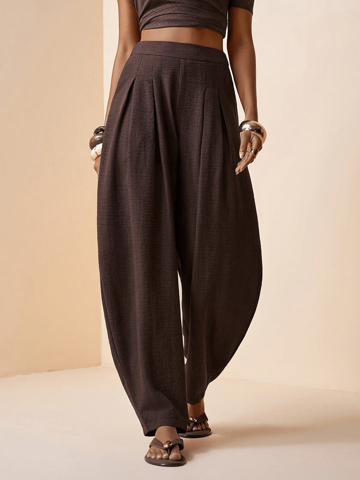 Droveaux | Elegante Gerade Hose mit Elastischem Bund und Falten