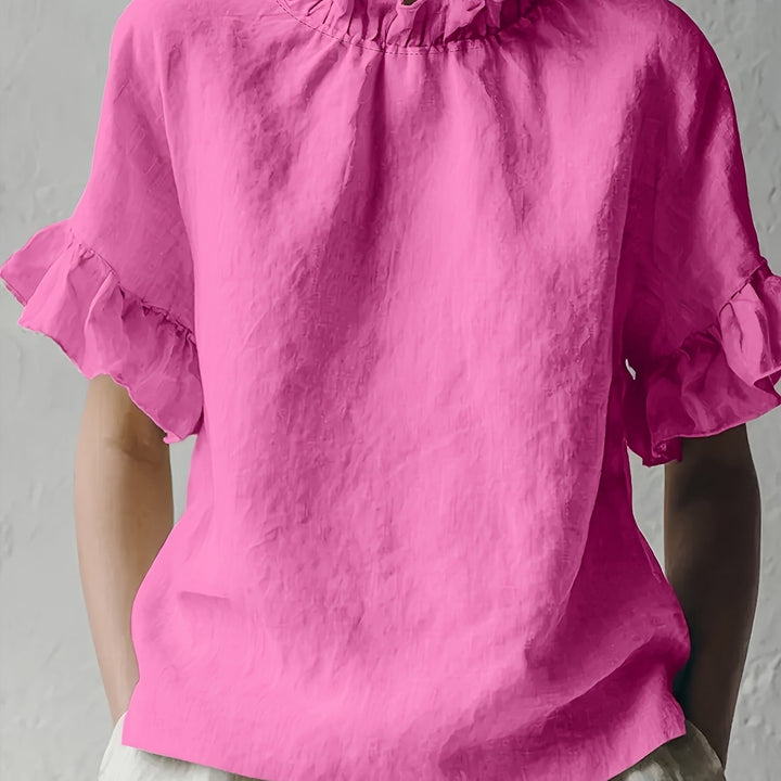 Yuna | Einfarbige Casual-Bluse mit Eleganter Kragen
