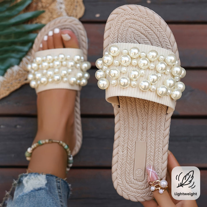 Fruxith | Flache Sandalen mit dekorativen Perlen und maximalem Komfort
