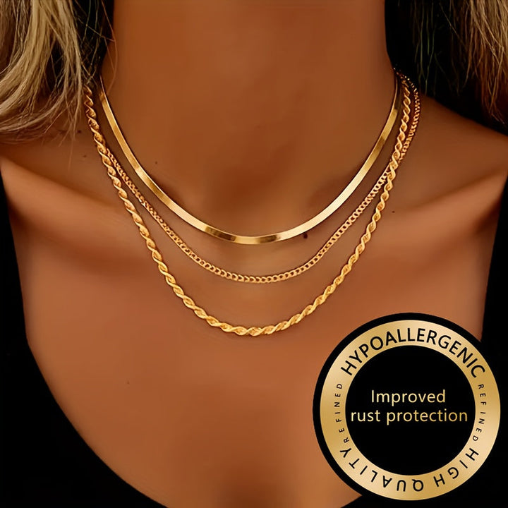 Winsley | Eleganter Dreilagiger Halsreifen mit Gold-Finish