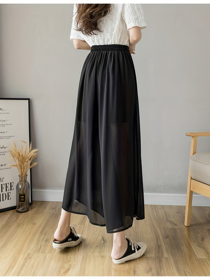 Caexine | Weitbeinige Hose mit Falten und Eleganter Schnitt