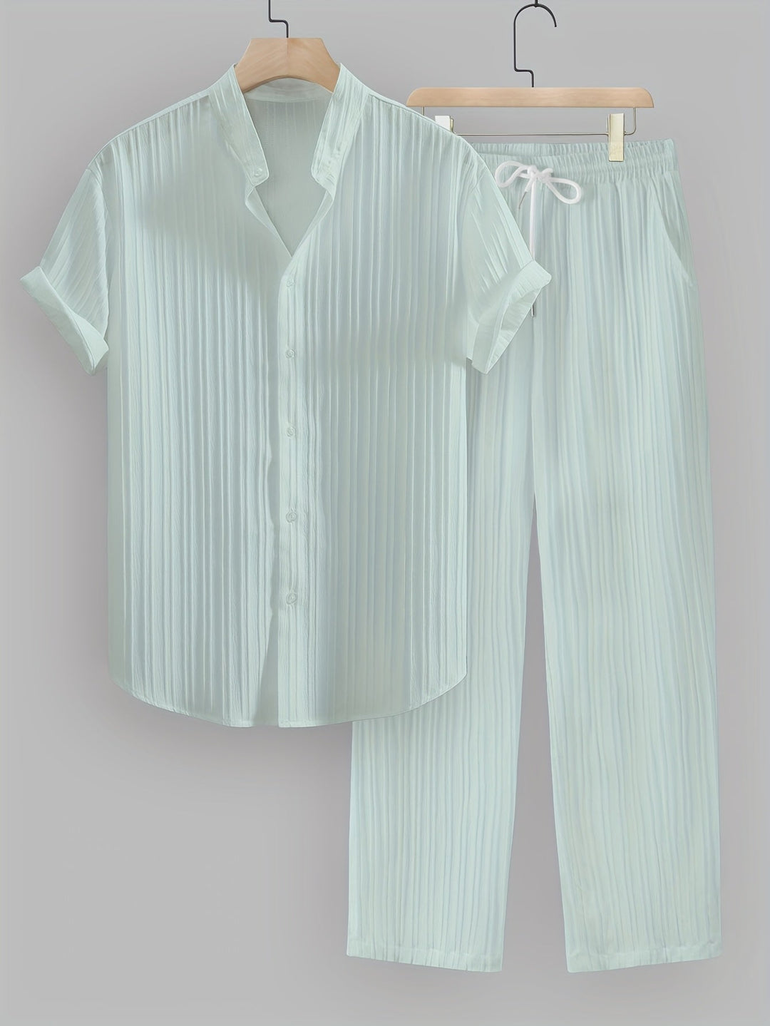 Kavaroq | Sommeranzug für Herren mit Mao-Kragenhemd und Hose mit Kordelzug