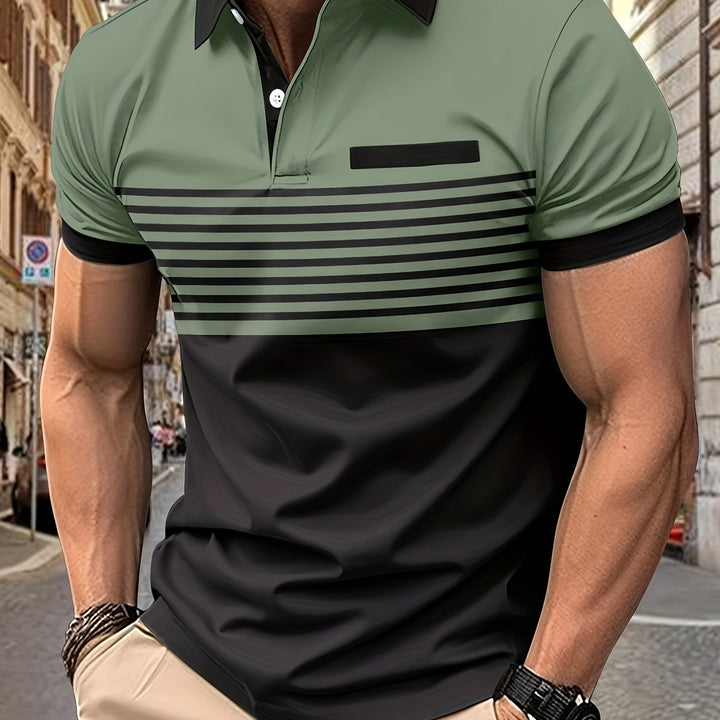Korvexi | Casual Herren T-Shirt mit feinen Streifen und kurzen Ärmeln