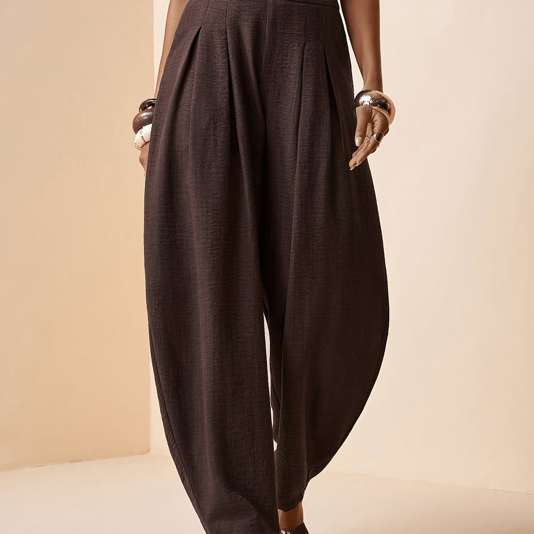 Droveaux | Elegante Gerade Hose mit Elastischem Bund und Falten