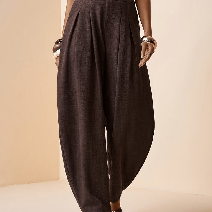 Droveaux | Elegante Gerade Hose mit Elastischem Bund und Falten