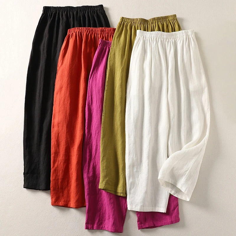 Jorella | Leichte Fließende Leinen-Mischung Hose
