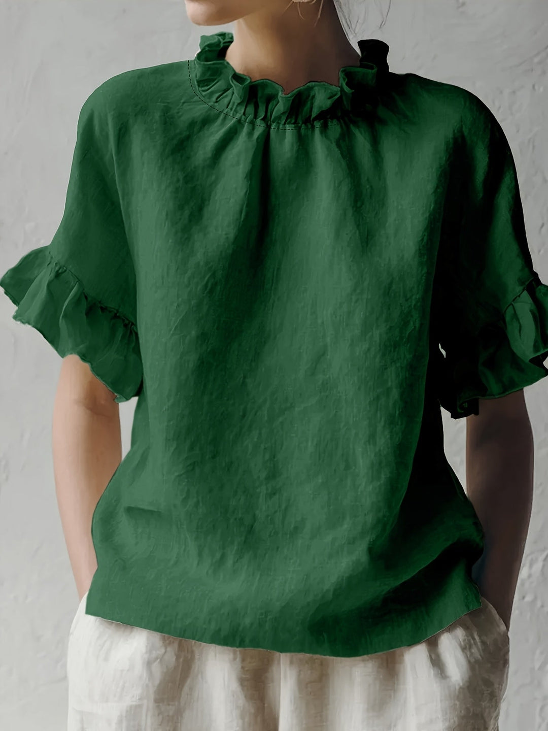 Yuna | Einfarbige Casual-Bluse mit Eleganter Kragen