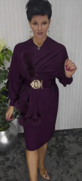 Danira | Langärmliges Kleid für Frauen mit weichem dekorativem Schal
