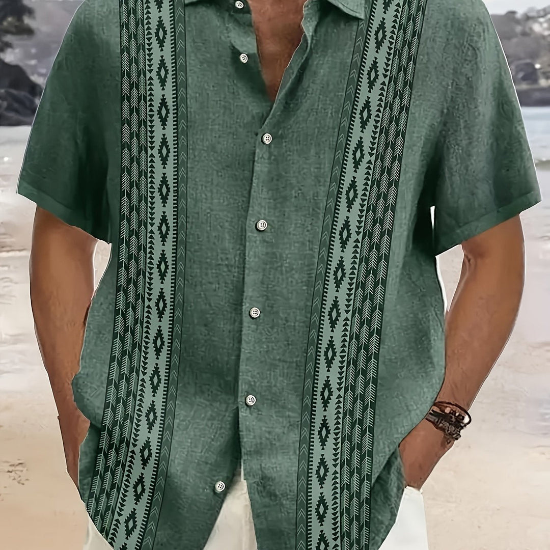 Carter | Vintage-Hemd für Herren mit ethnischem Muster und tropischem Stil