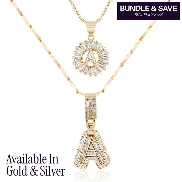 Primrose | Initialen-Halsketten mit 14k Diamanten (2 Stück)