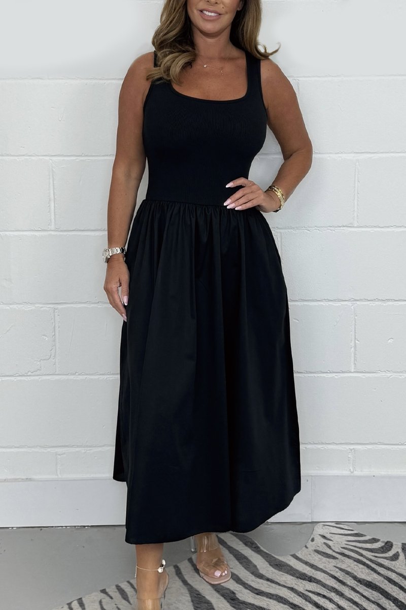 Jorellaia | Ärmelloses A-Linien-Kleid für Frauen mit elegantem quadratischem Ausschnitt
