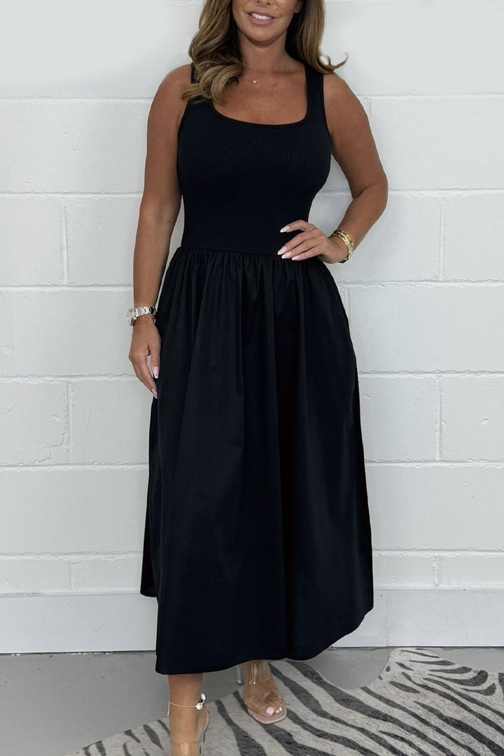 Jorellaia | Ärmelloses A-Linien-Kleid für Frauen mit elegantem quadratischem Ausschnitt
