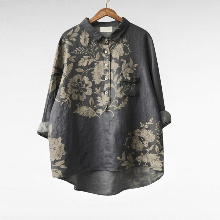 Gaia | Elegante Leinenbluse mit floralem Muster