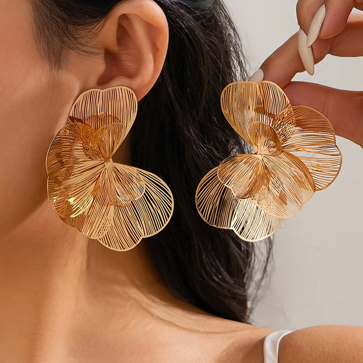Selah | Goldene Doppelring-Ohrringe mit modernem Design