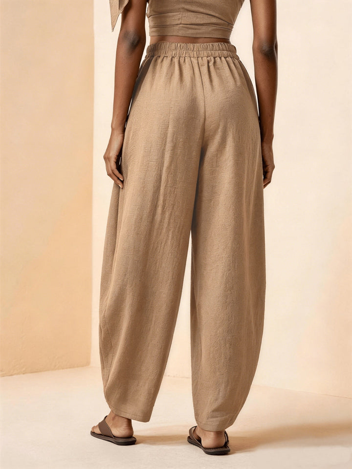 Droveaux | Elegante Gerade Hose mit Elastischem Bund und Falten