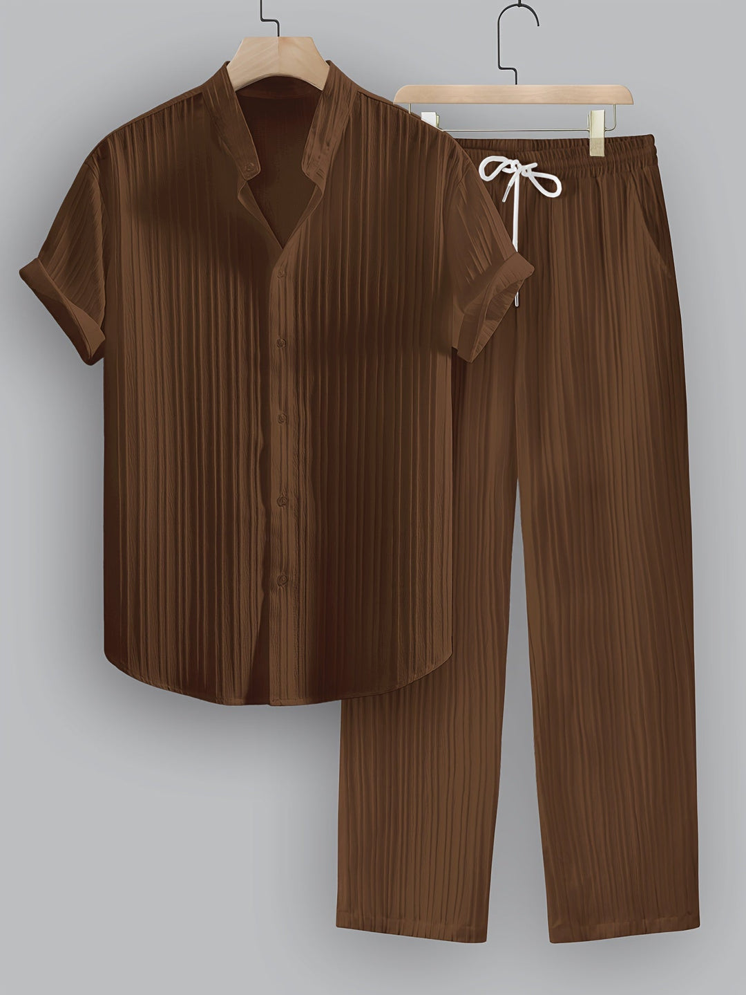 Kavaroq | Sommeranzug für Herren mit Mao-Kragenhemd und Hose mit Kordelzug