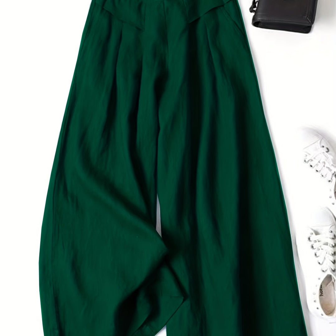 Brisae | Vintage-Stil Leinen-Hosen mit weitem Bein