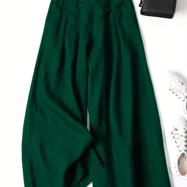 Brisae | Vintage-Stil Leinen-Hosen mit weitem Bein