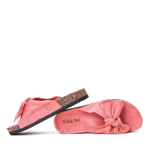 Isla | Rosa Pantoletten für Frauen mit Schleife und sommerlichem Stil