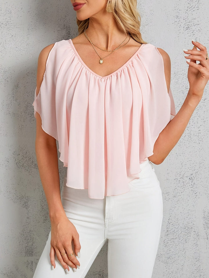 Adele | Elegante Bluse mit schulterfreien Plissee-Details