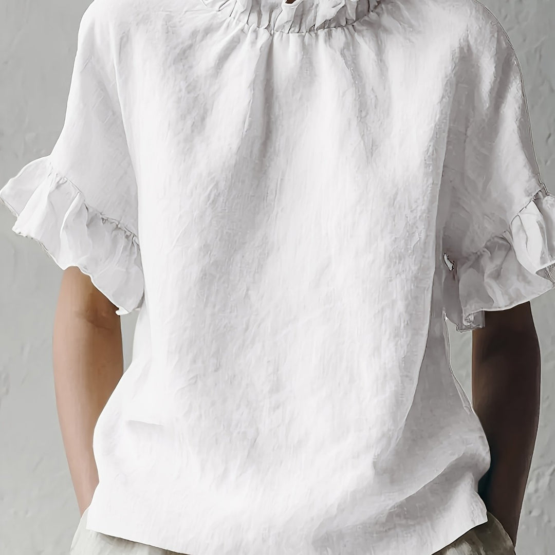 Yuna | Einfarbige Casual-Bluse mit Eleganter Kragen