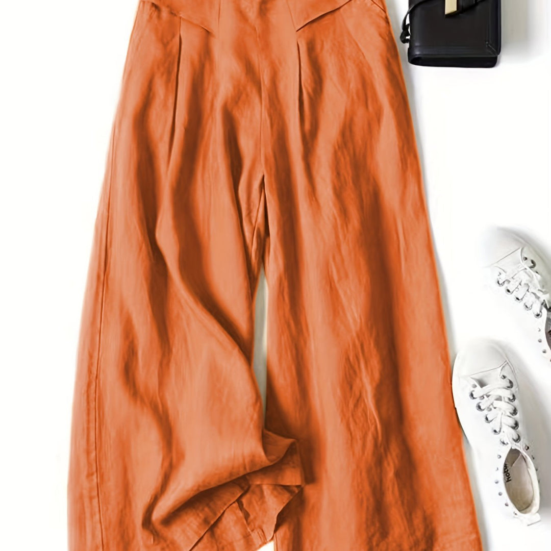 Brisae | Vintage-Stil Leinen-Hosen mit weitem Bein