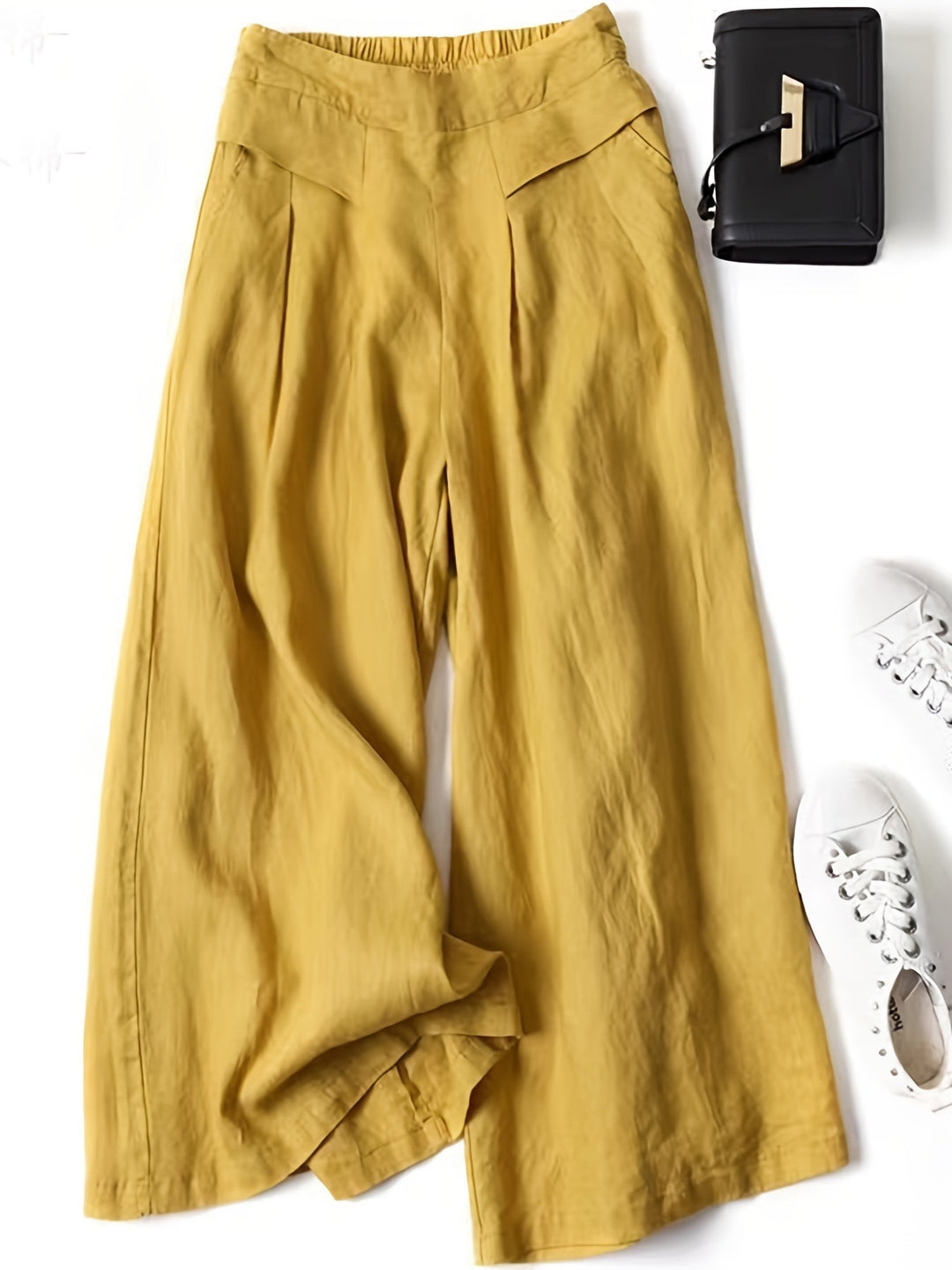 Brisae | Vintage-Stil Leinen-Hosen mit weitem Bein