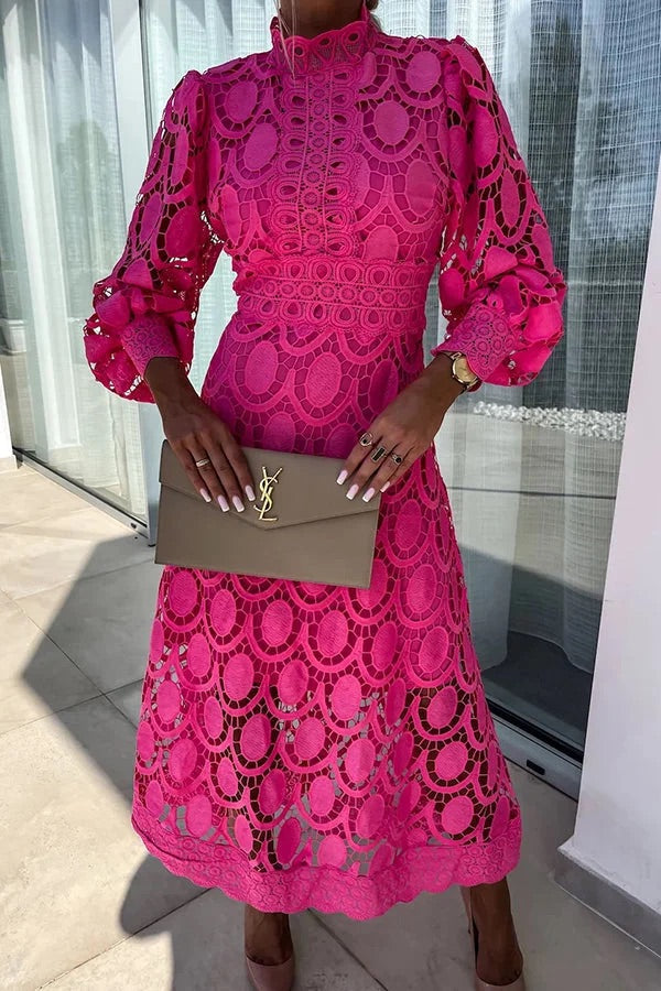 Bloom | Midi-Party-Kleid mit Spitzenärmeln