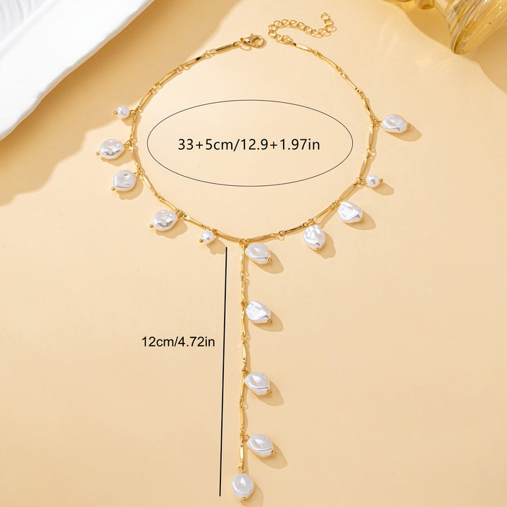 Hevoxe | Eleganter Y-förmiger Halsreif mit Perlen und unregelmäßigem Design