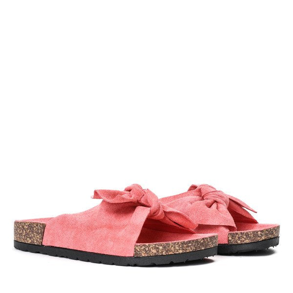 Isla | Rosa Pantoletten für Frauen mit Schleife und sommerlichem Stil