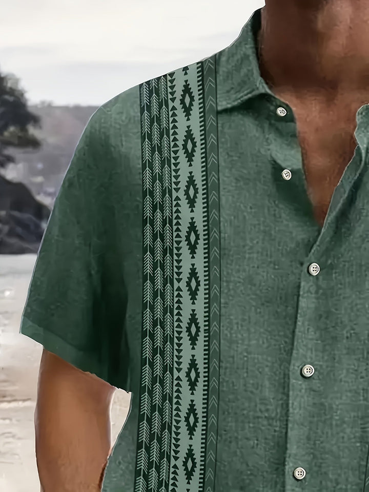 Carter | Vintage-Hemd für Herren mit ethnischem Muster und tropischem Stil