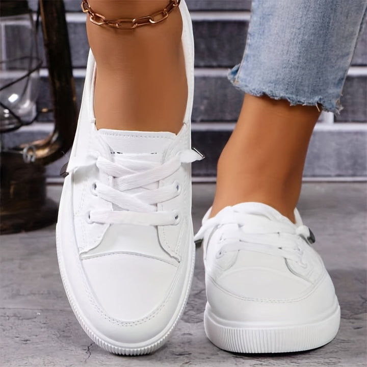 Dovella | Weiße orthopädische Schuhe für Damen mit Schnürsenkeln und weicher Einlage