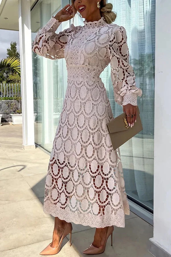 Jalvique | Midi-Party-Kleid mit Spitzenärmeln