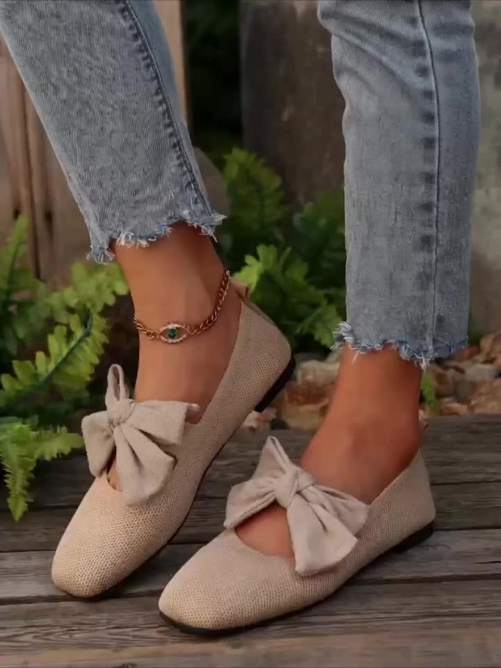 Neria | Atmungsaktive Flache Schuhe für Damen mit Dekorativem Schleife