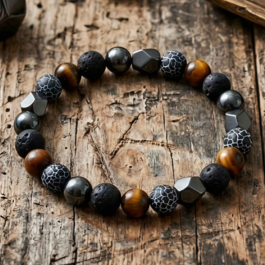 Korevane | Handgefertigtes Herrenarmband aus Naturstein und Hämatit