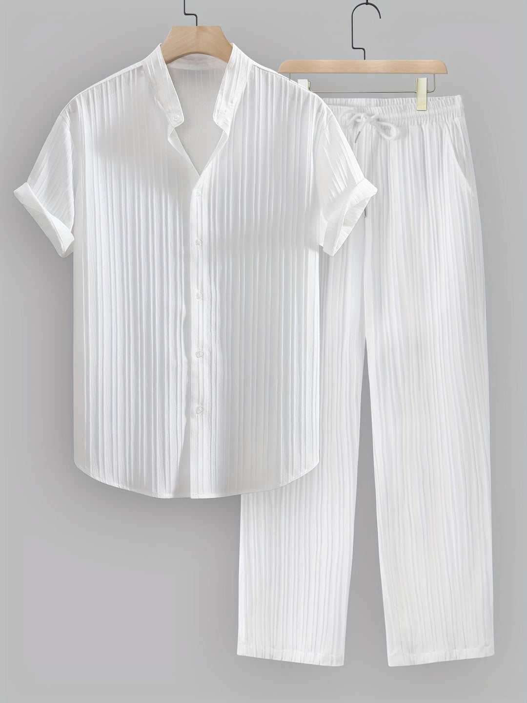 Kavaroq | Sommeranzug für Herren mit Mao-Kragenhemd und Hose mit Kordelzug