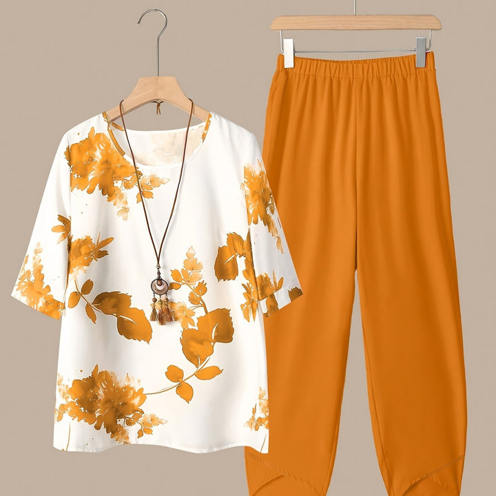 Fynley | Bedrucktes 2-teiliges Set mit Bluse und bequoser Hose