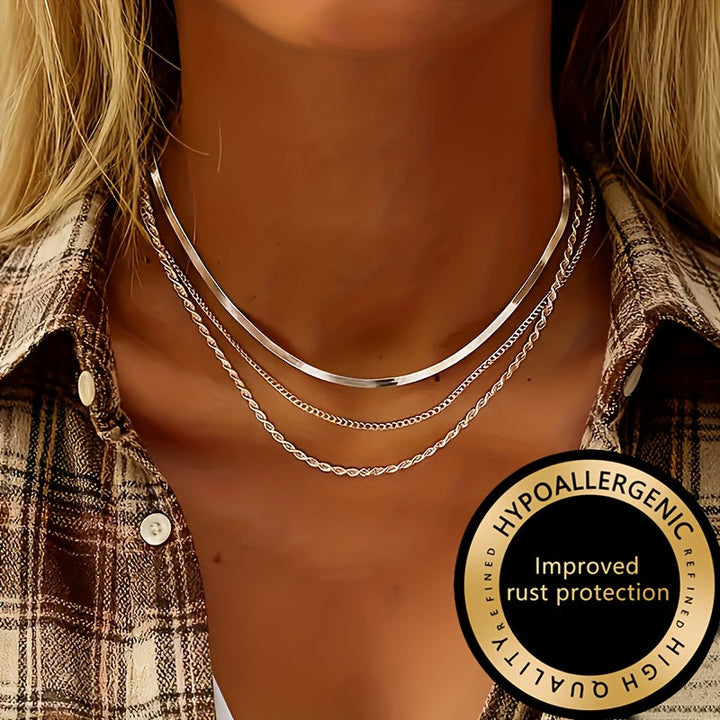 Winsley | Eleganter Dreilagiger Halsreifen mit Gold-Finish