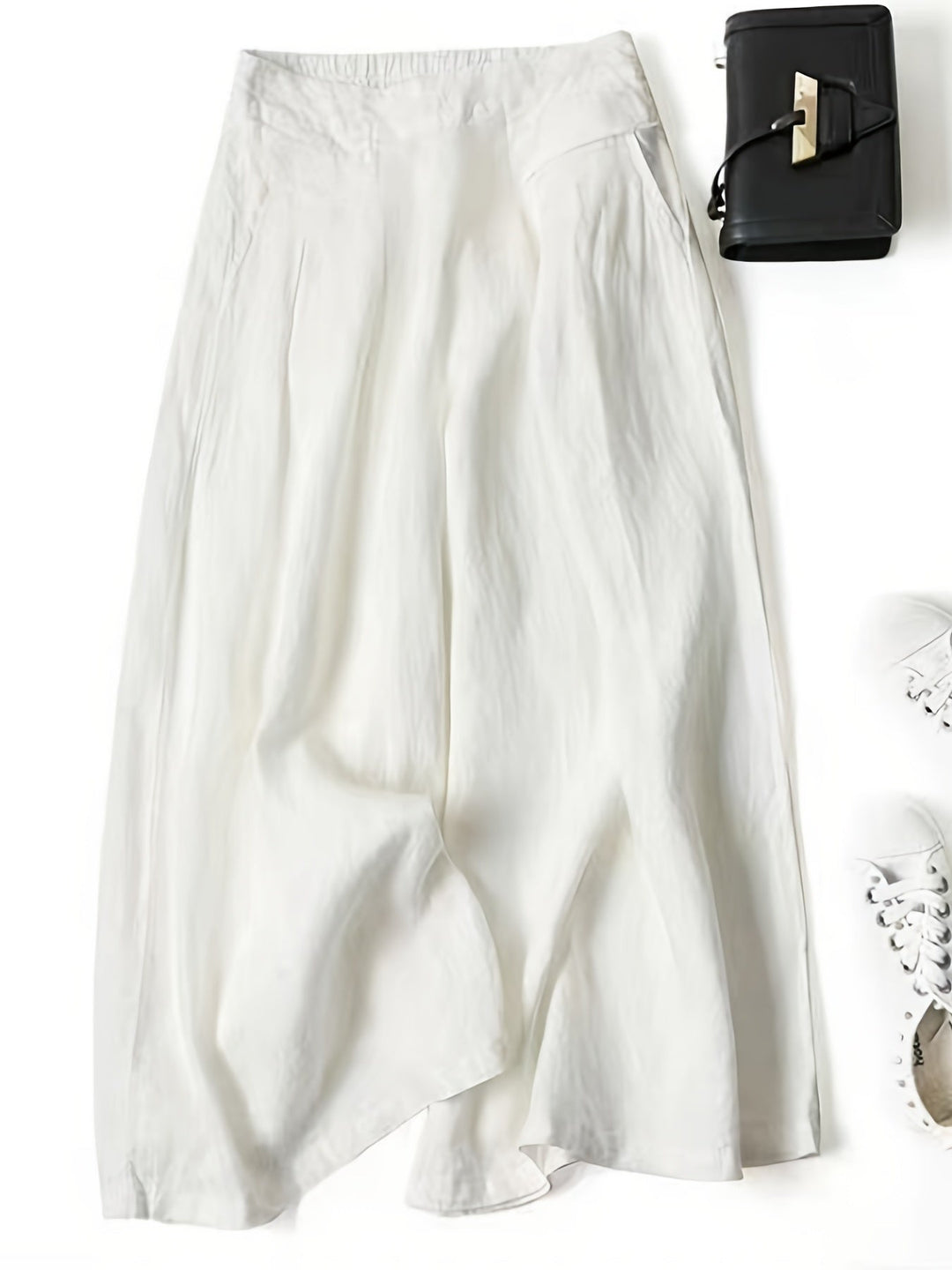 Brisae | Vintage-Stil Leinen-Hosen mit weitem Bein