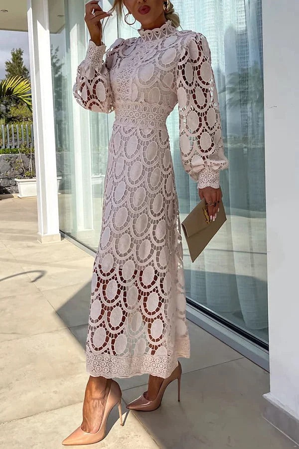Jalvique | Midi-Party-Kleid mit Spitzenärmeln
